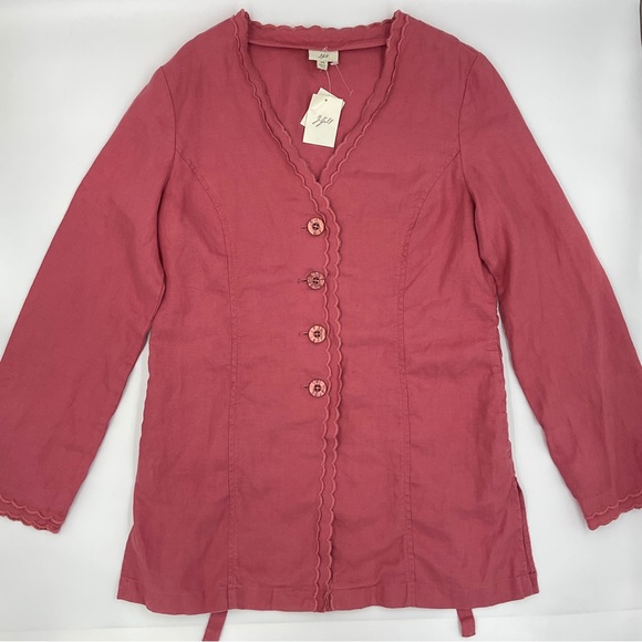 J. Jill NWT Aster Pink Linen Coastal Coatigan Jacket Duster Cardigan Lightweight - Picture 3 of 16